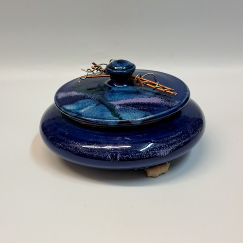 Click to view detail for #240111 Treasure Box, Round Cobalt Blue 3x6 $28
